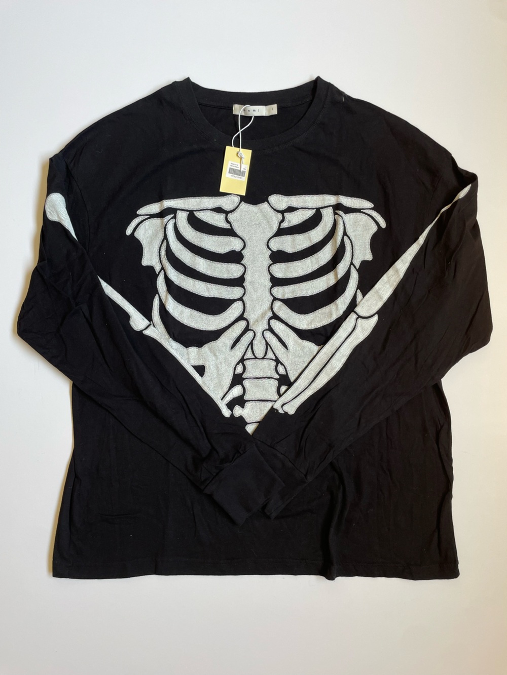 NWT mnml Black Skeleton Long Sleeve Graphic Tee